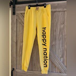 Happy Nation yellow sweats pants girls XL 14/16 NWT